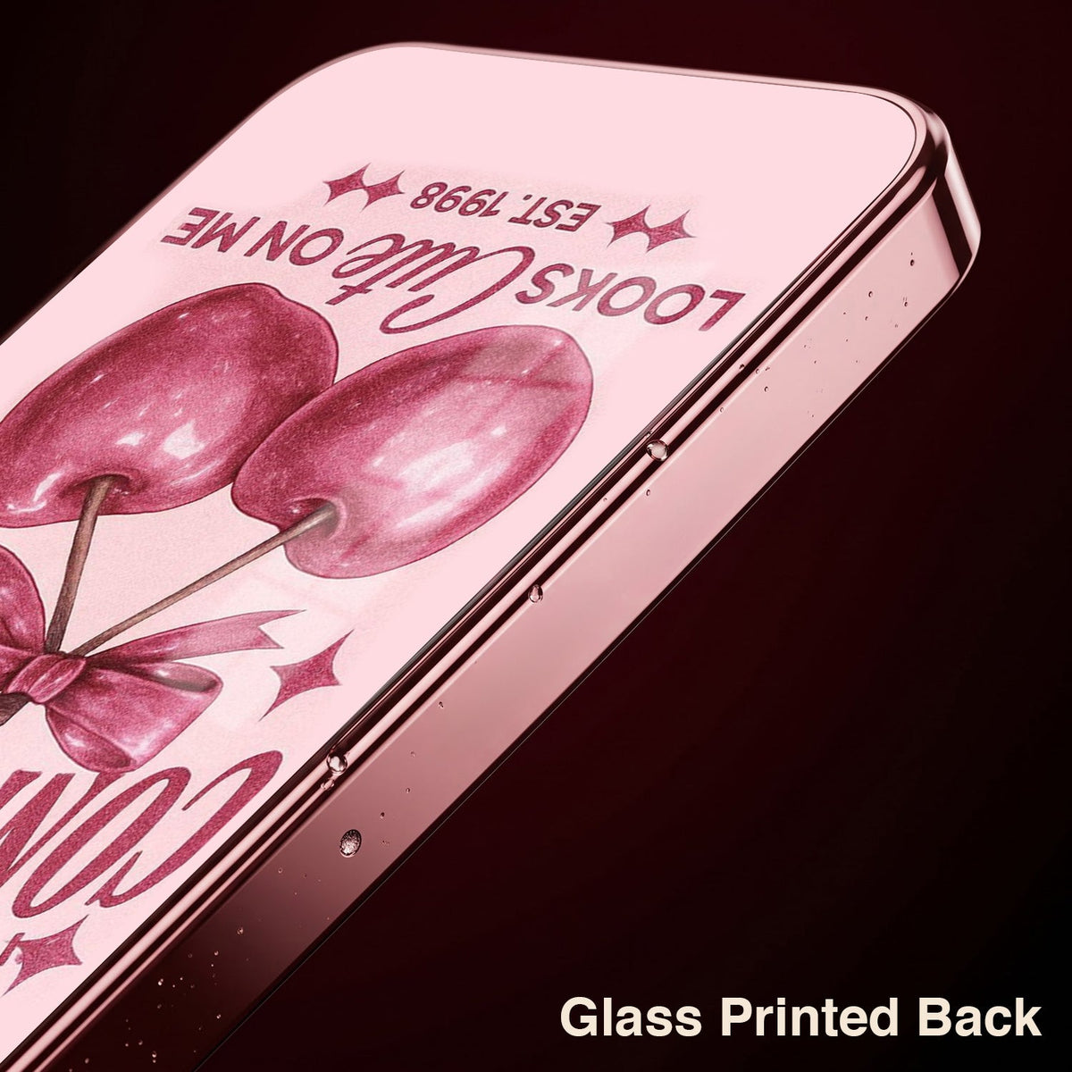 Oppo Reno 14 5G Luxury Cherry Bow Pink Electroplated Glass Phone Back Case