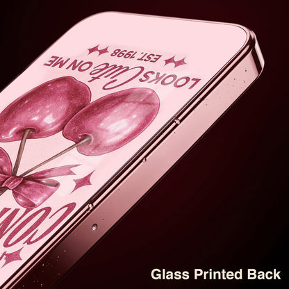 Oppo Reno 14 5G Luxury Cherry Bow Pink Electroplated Glass Phone Back Case