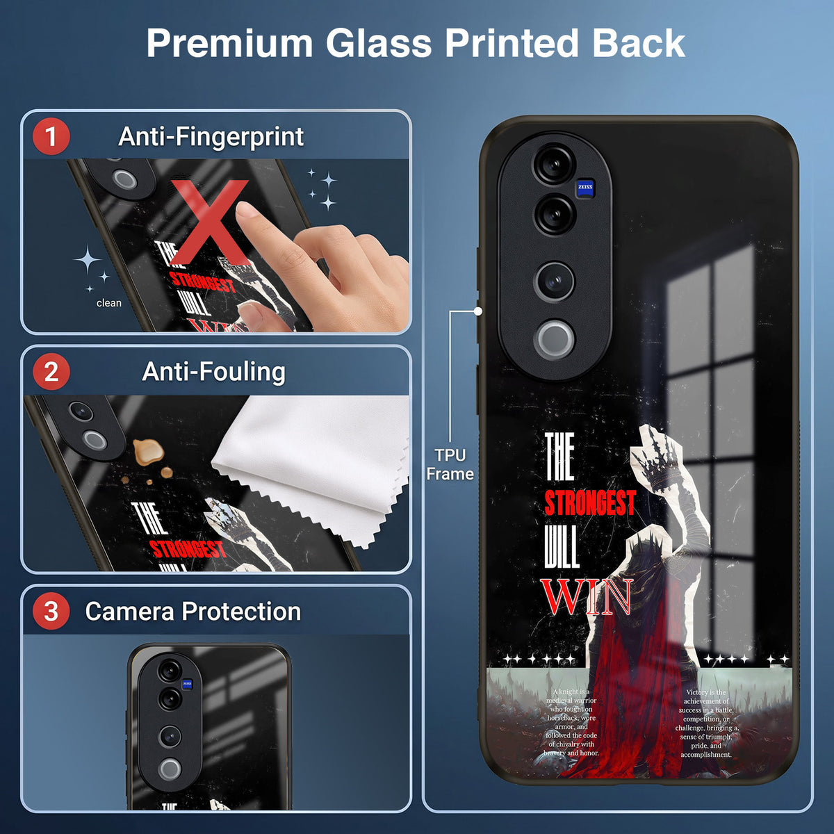 Vivo V40 Pro 5G The Strongest Will Win Acrylic Glass Back Case