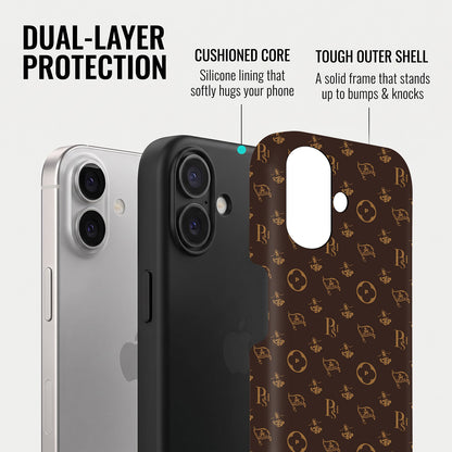 iPhone 16 5G Luxury Monogram Brown Protective Case