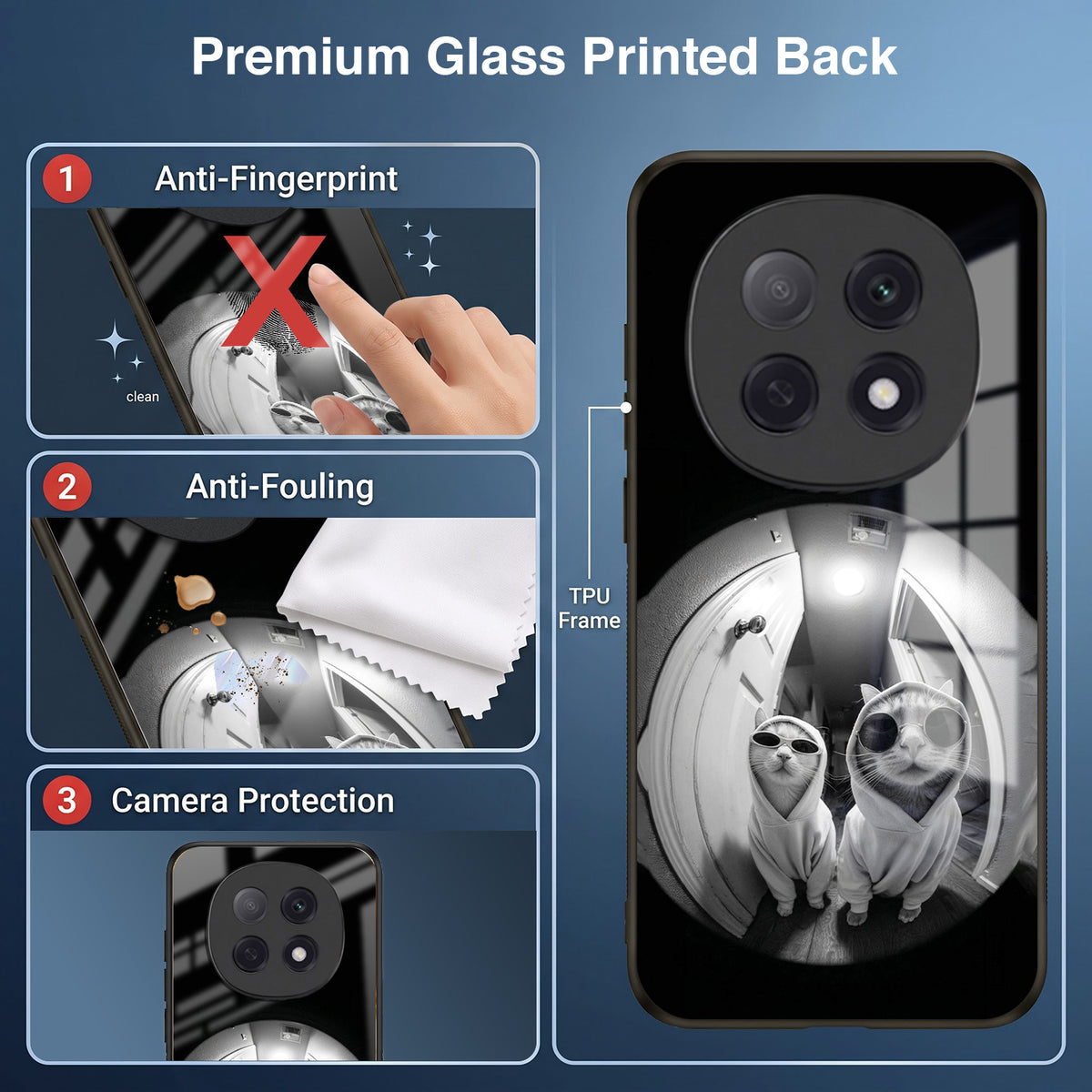 Oppo F29 Pro 5G Premium Acrylic Shockproof Glass Back Case (Purrfect Duo)