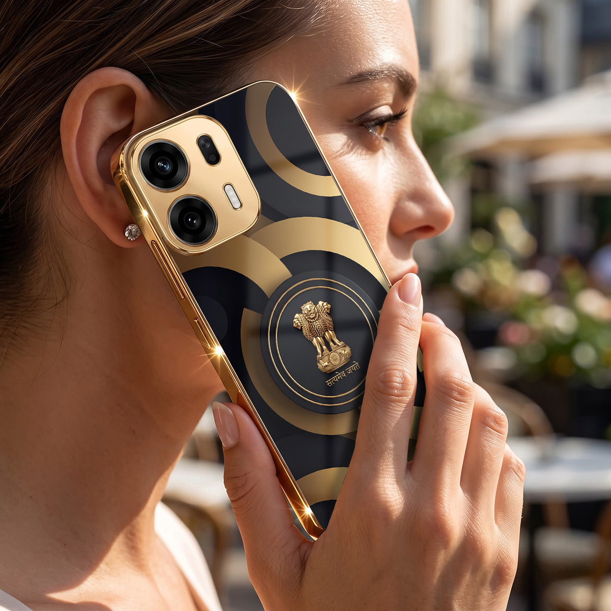 Oppo K14 Plus 5G Royal Emblem Gold Electroplated Glass Phone Back Case