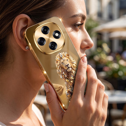 OPPO F31 Pro 5G Luxury Lion Gold Electroplated Glass Phone Back Case