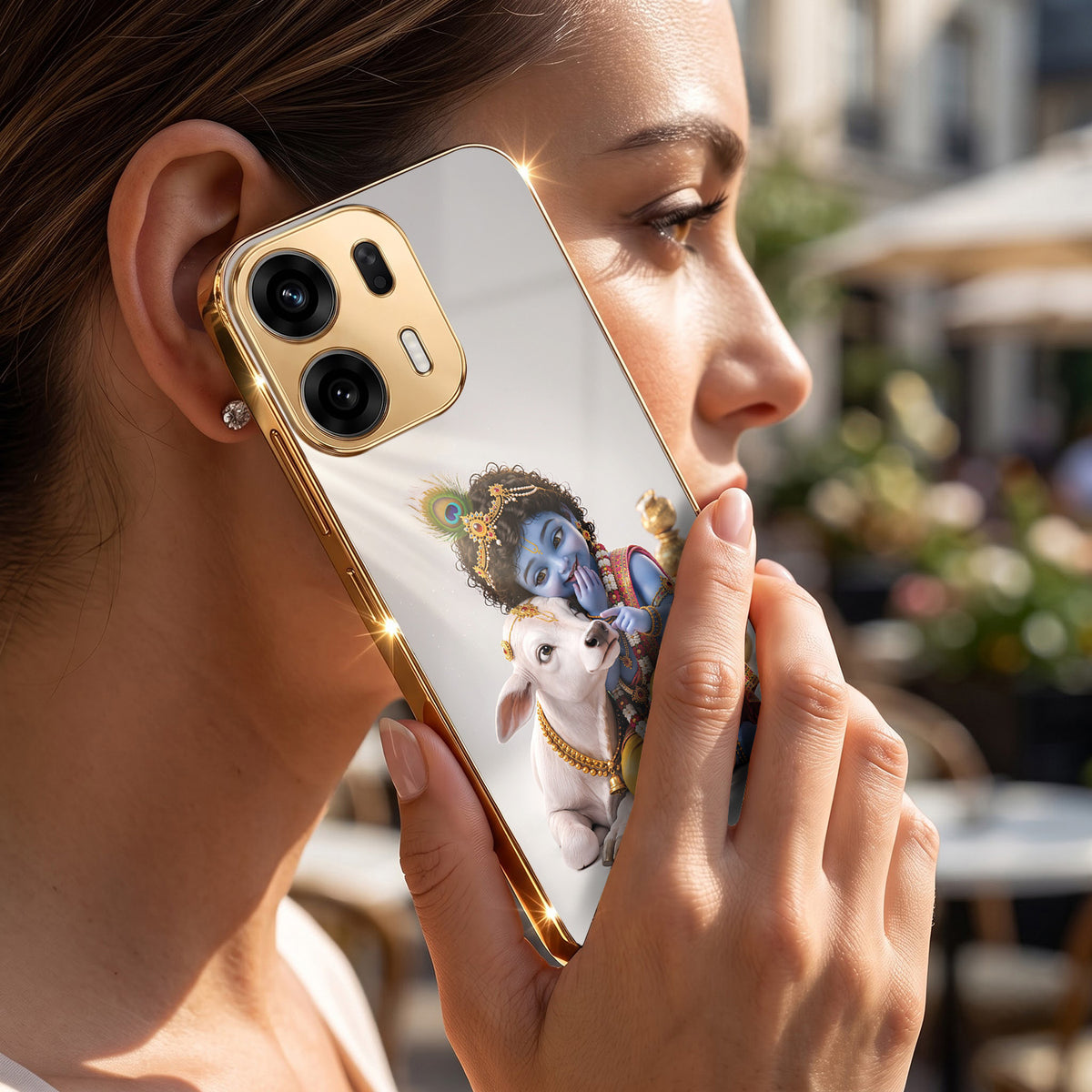Oppo K14 Plus 5G Bal Krishna Blessings Gold Electroplated Glass Phone Back Case