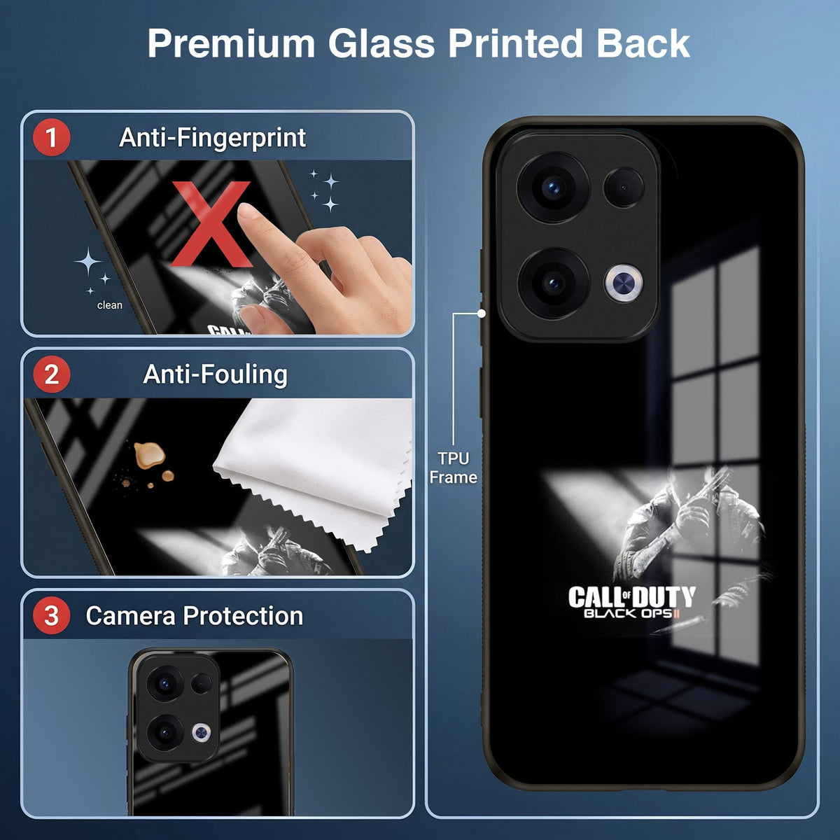 Oppo Reno 13 5G Premium Acrylic Shockproof Glass Back Case (Gamer Edition)