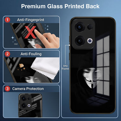 Oppo Reno 13 5G Premium Acrylic Shockproof Glass Back Case (Dark Hacker)