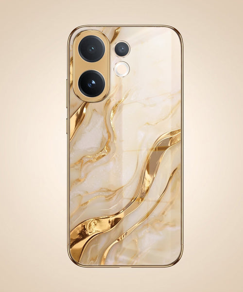 Vivo V60 5G Marvel Texture Gold Electroplated Glass Phone Back Case