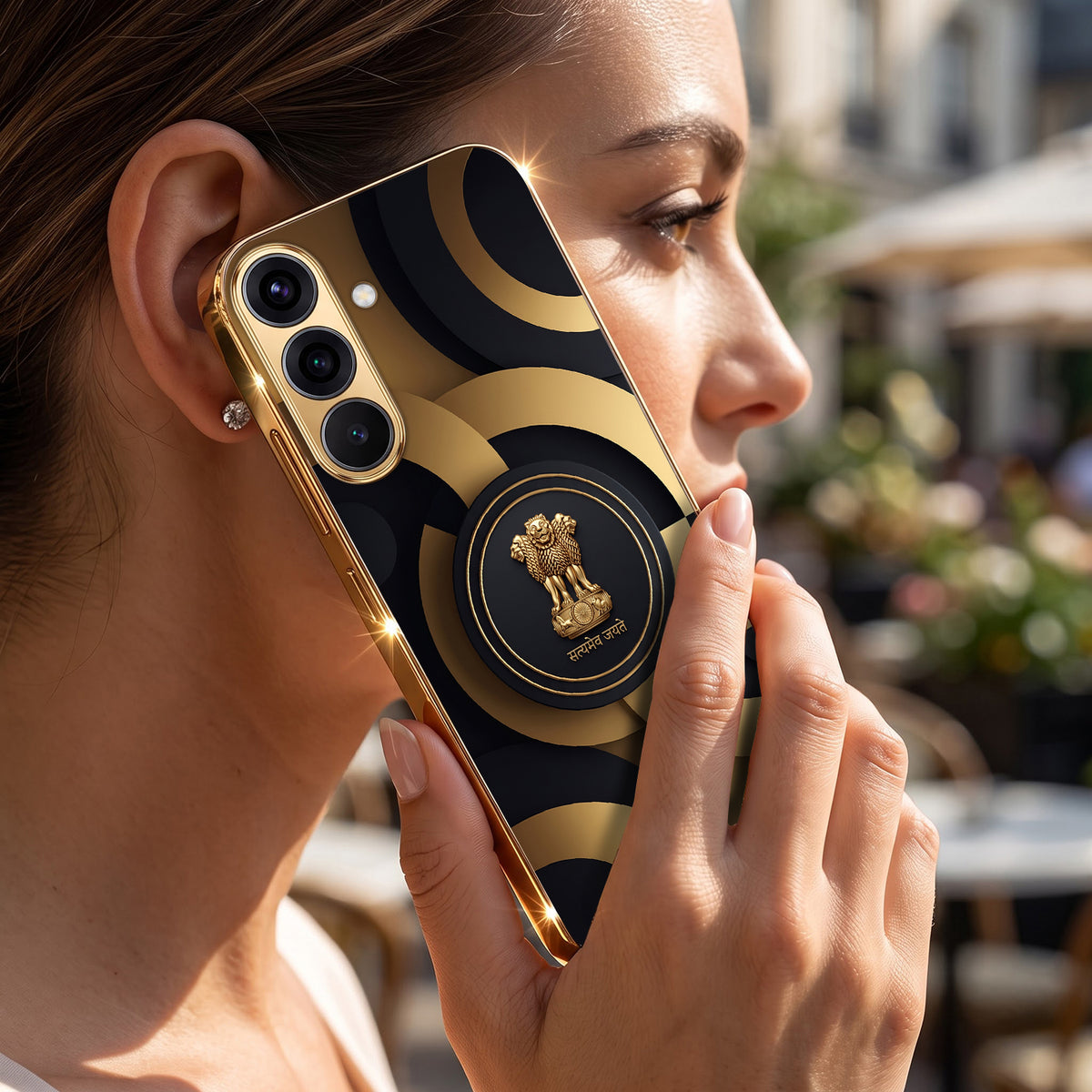 Samsung Galaxy A36 5G Royal Emblem Gold Electroplated Glass Phone Back Case