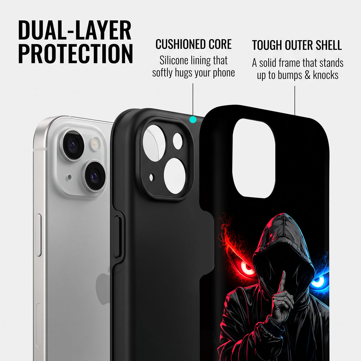 iPhone 15 5G Hooded Shadow Demon Protective Case