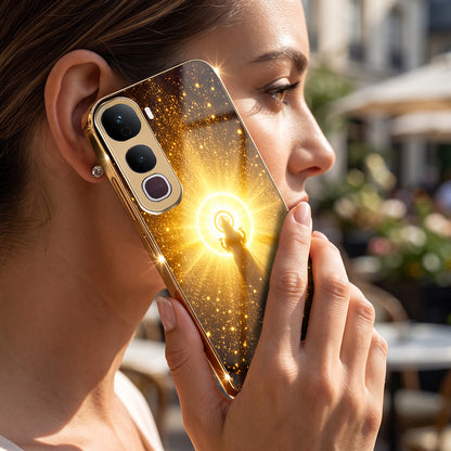 Vivo Y400 Pro 5G Lakshmi Sacred Gold Electroplated Glass Phone Back Case