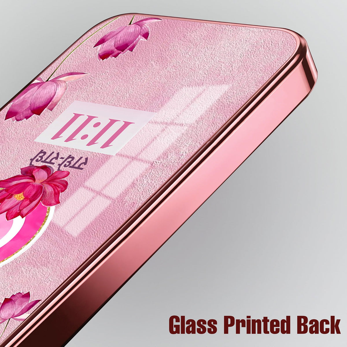 Redmi Note 15 Pro+ 5G Luxury Radhe Radhe 11:11 Pink Electroplated Glass Phone Back Case