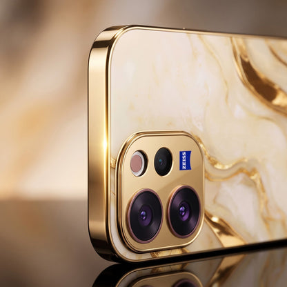 Vivo V70 5G Marvel Texture Gold Electroplated Glass Phone Back Case
