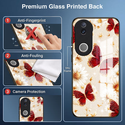 Vivo V50 5G Butterfly Floral Acrylic Glass Back Case