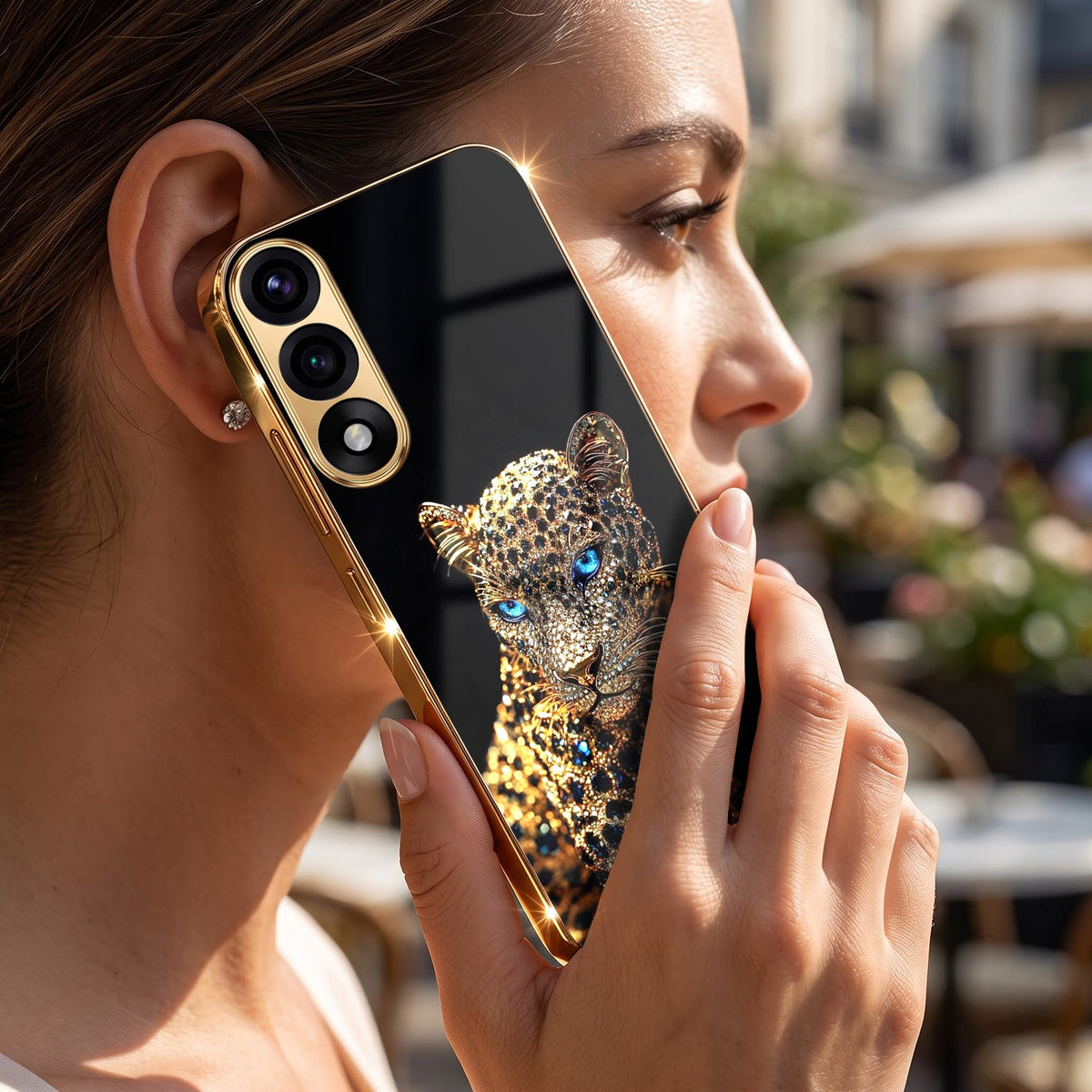 Oneplus Nord 5 5G Panther Gold Electroplated Glass Phone Back Case