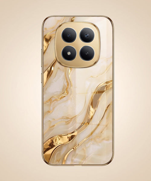 Redmi Note 15 Pro+ 5G Marvel Texture Gold Electroplated Glass Phone Back Case