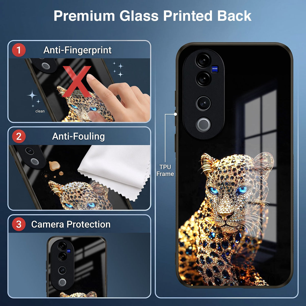 Vivo V40 Pro 5G Panther Acrylic Glass Back Case