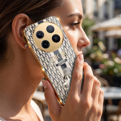 Vivo X300 Pro 5G Luxury Dior Gold Electroplated Glass Phone Back Case