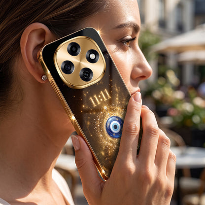 OPPO F31 Pro 5G God’s Plan Evil Eye Gold Electroplated Glass Phone Back Case