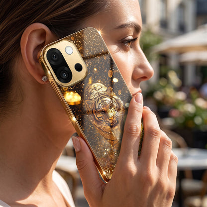 OnePlus 13s 5G Luxury Tiger Gold Electroplated Glass Phone Back Case