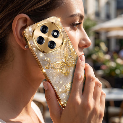 OPPO F31 Pro 5G Golden Butterfly Gold Electroplated Glass Phone Back Case