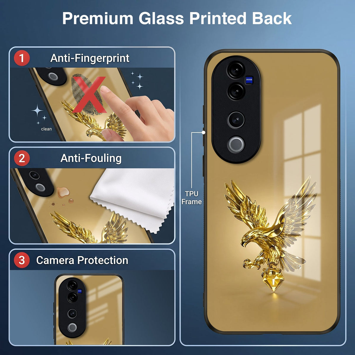 Vivo V40 Pro 5G Golden Eagle Acrylic Glass Back Case