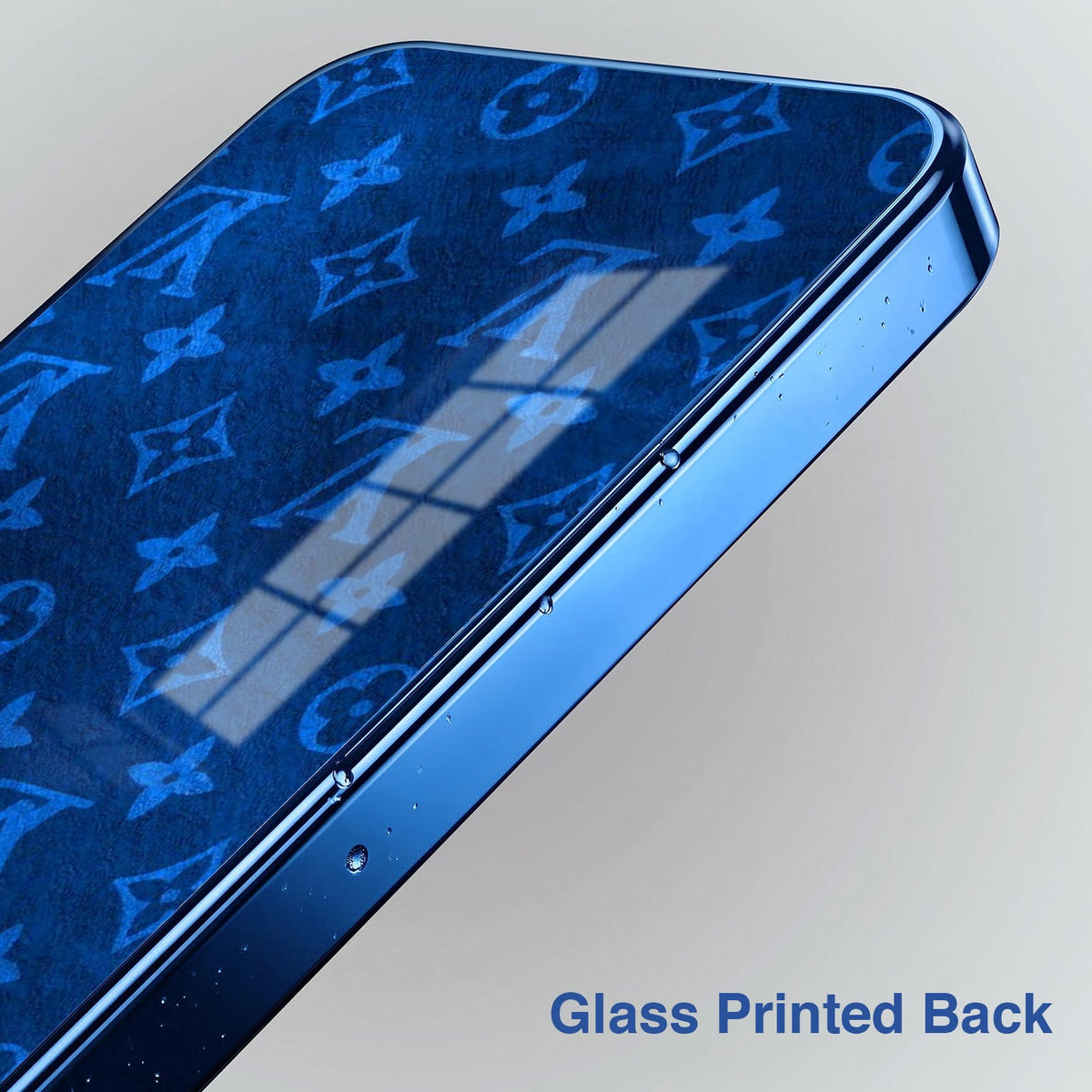 Vivo V70 FE 5G Luxury Monogram Blue Electroplated Glass Phone Back Case