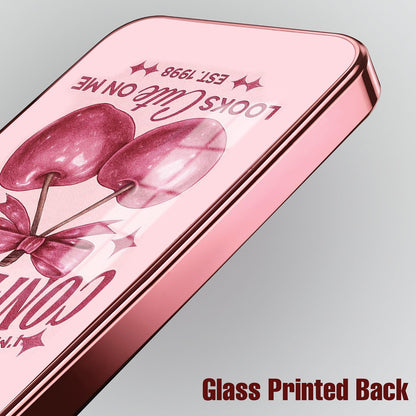 Samsung Galaxy A36 5G Luxury Cherry Bow Pink Electroplated Glass Phone Back Case