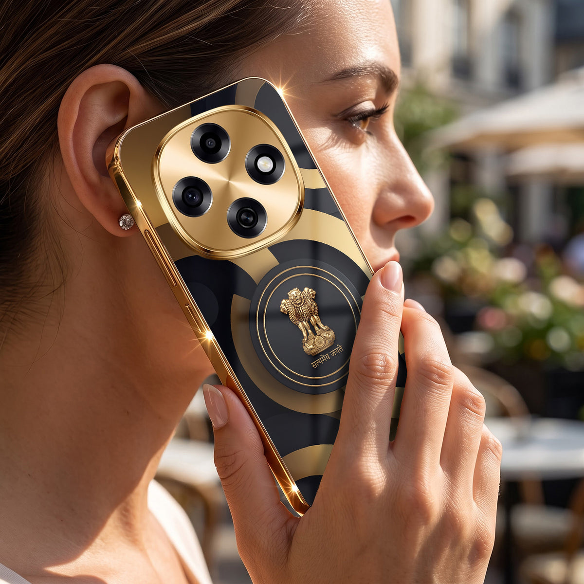 OPPO F31 Pro 5G Royal Emblem Gold Electroplated Glass Phone Back Case
