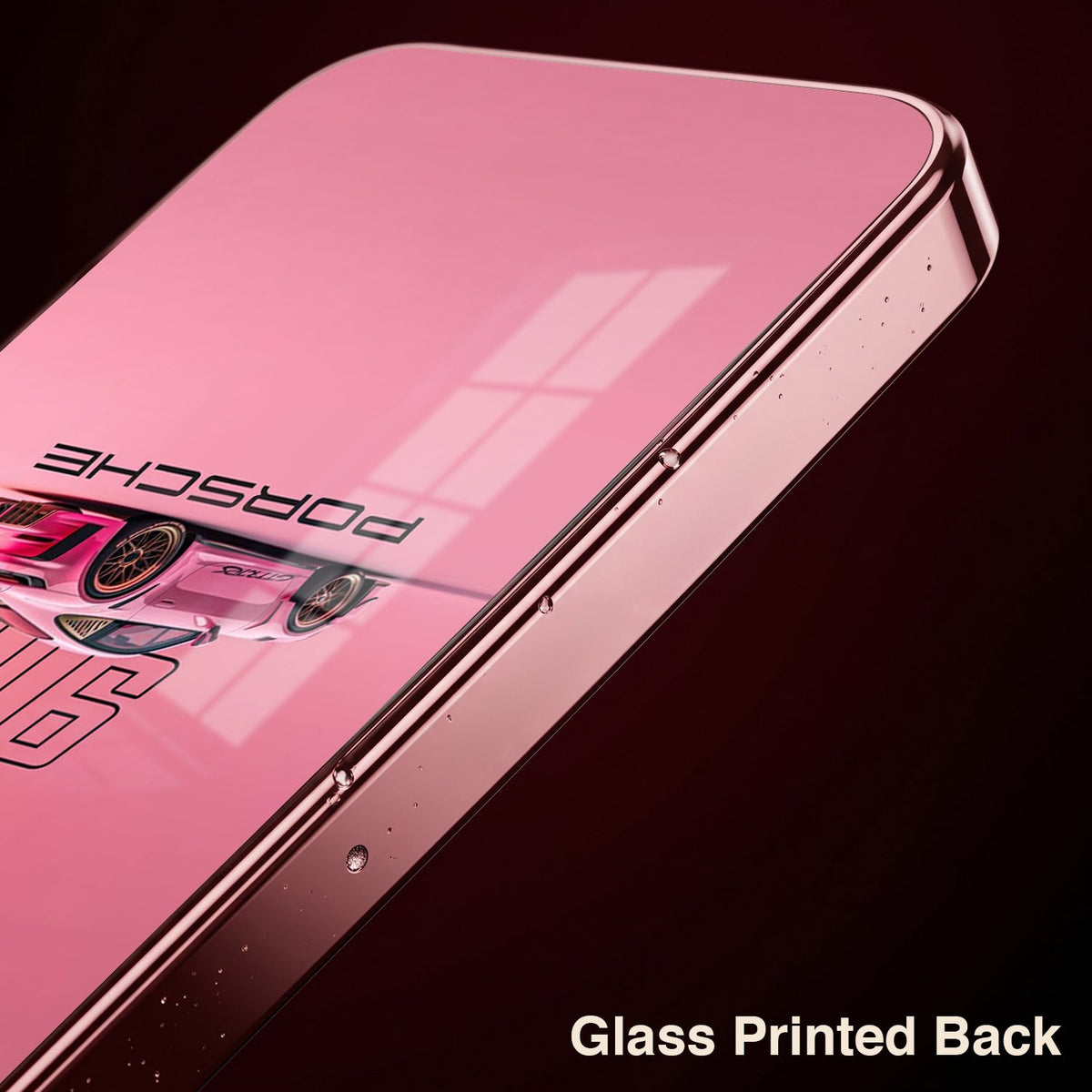 Oppo Reno 14 5G Luxury Porsche 911 Pink Electroplated Glass Phone Back Case