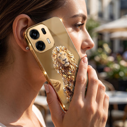 Oppo K14 Plus 5G Luxury Lion Gold Electroplated Glass Phone Back Case