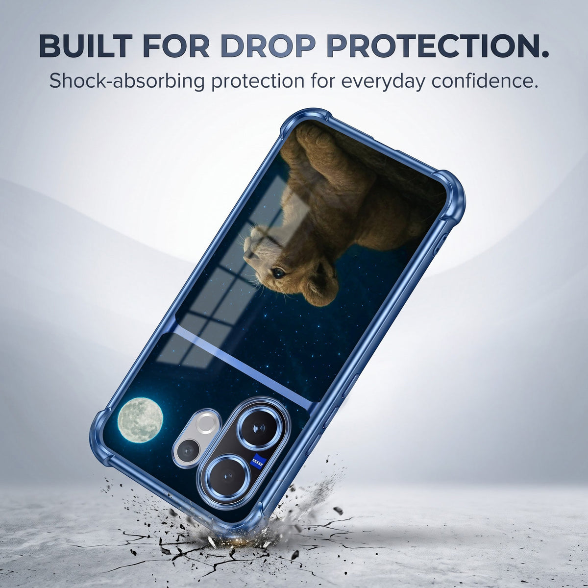 Vivo V60 5G Moonlit Baby Lion Dual-Tone Transparent Airbags Case