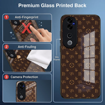 Vivo V40 Pro 5G Luxury Monogram Brown Acrylic Glass Back Case