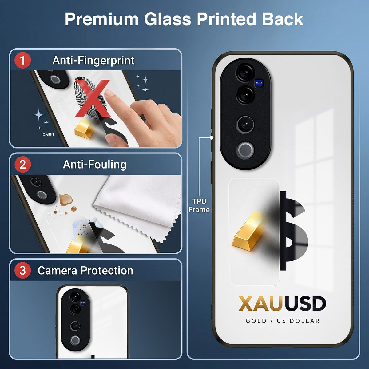 Vivo V40 Pro 5G Luxury XAU/USD Acrylic Glass Back Case