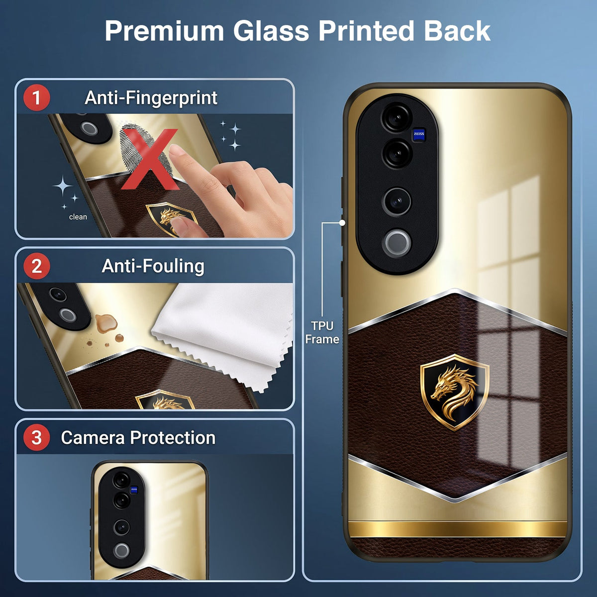 Vivo V40 Pro 5G Dragon Crest Acrylic Glass Back Case