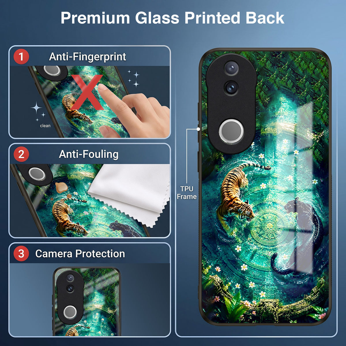 Vivo V50 5G Tiger & Panther Mystic Acrylic Glass Back Case