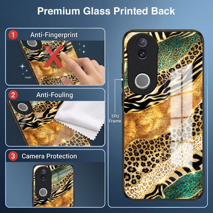 Vivo V50 5G Golden Leopard Acrylic Glass Back Case