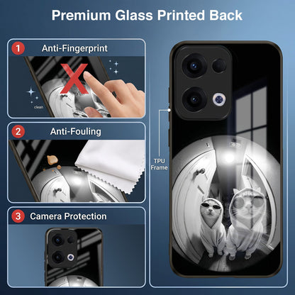 Oppo Reno 13 5G Premium Acrylic Shockproof Glass Back Case (Purrfect Duo)