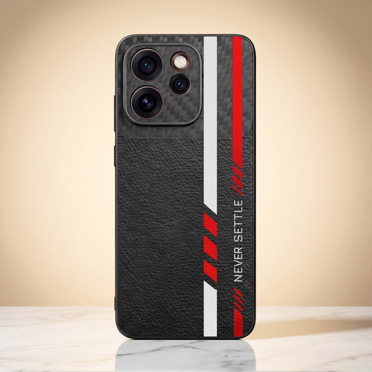 Oppo Reno 15 Pro Mini 5G Sporty Stripe Focus Carbon Fiber Leather Hybrid Back Case