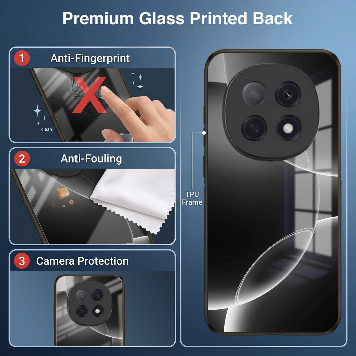 Oppo F29 Pro 5G Premium Acrylic Shockproof Glass Back Case (Black Wave)
