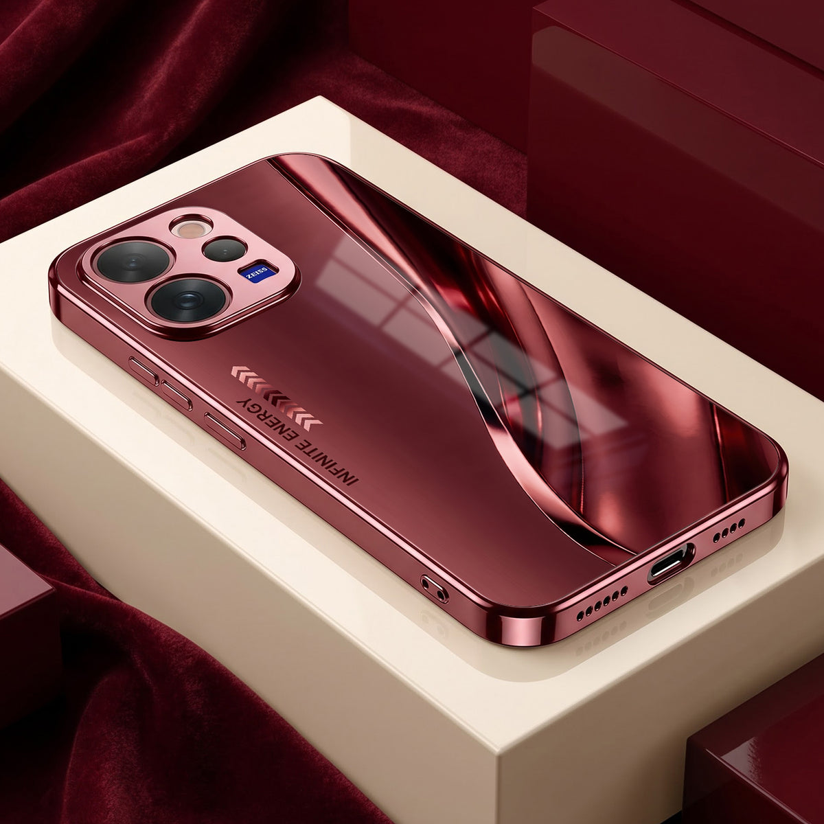 Vivo V70 5G Infinity Energy Burgundy Electroplated Glass Back Case