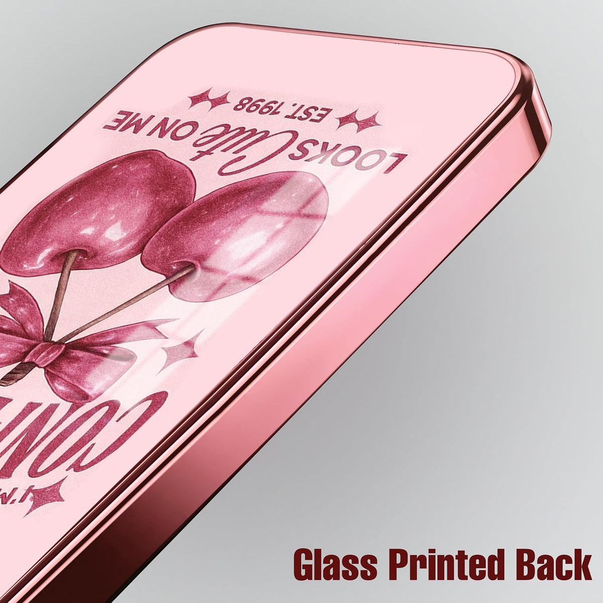 Vivo V40 Pro 5G Luxury Cherry Bow Pink Electroplated Glass Phone Back Case