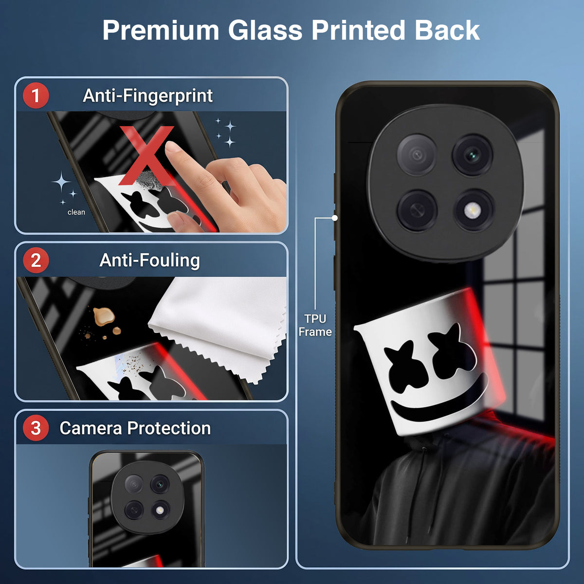 Oppo F29 Pro 5G Premium Acrylic Shockproof Glass Back Case (Mask Dark)
