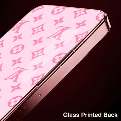 Oppo Reno 14 5G Luxury Monogram Pink Electroplated Glass Phone Back Case