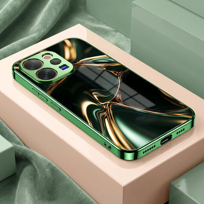 Vivo V70 5G Liquid Art Green Electroplated Glass Back Case