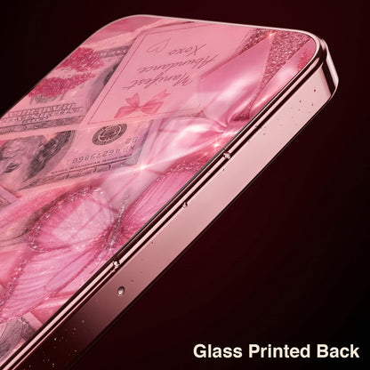 Oppo Reno 14 5G Luxury Dollar Butterfly Pink Electroplated Glass Phone Back Case
