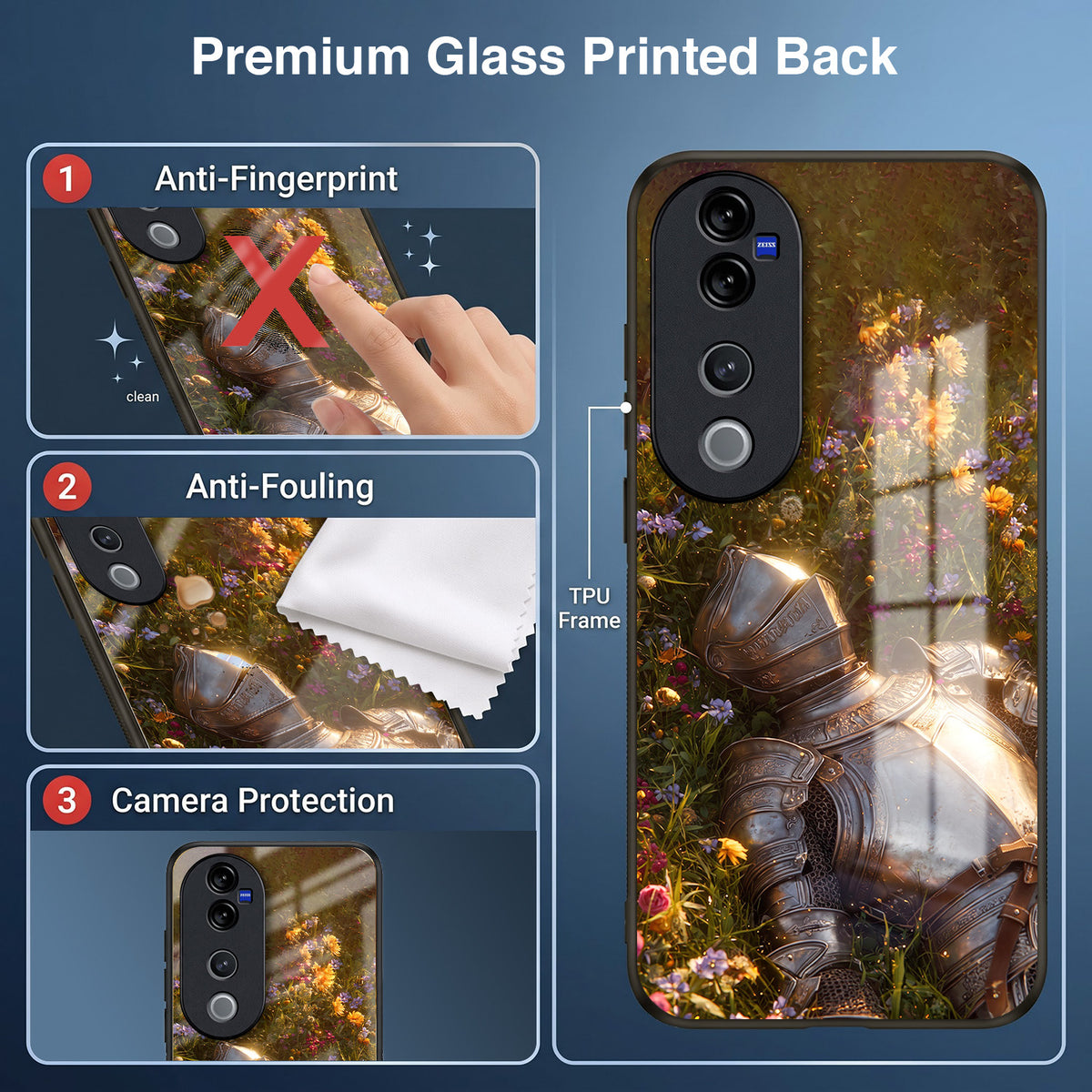 Vivo V40 Pro 5G Armored Knight Acrylic Glass Back Case