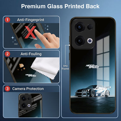 Oppo Reno 13 5G Premium Acrylic Shockproof Glass Back Case (Speed Legend)