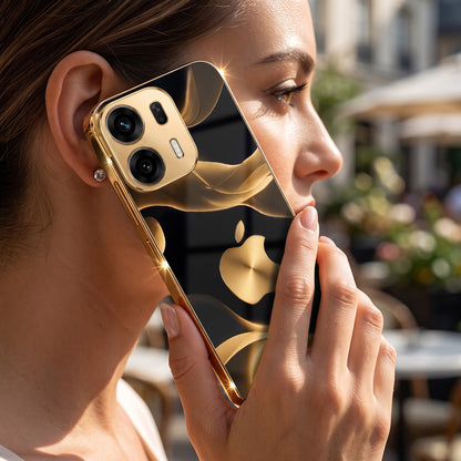 Oppo K14 Plus 5G Luxury Wave Gold Electroplated Glass Phone Back Case