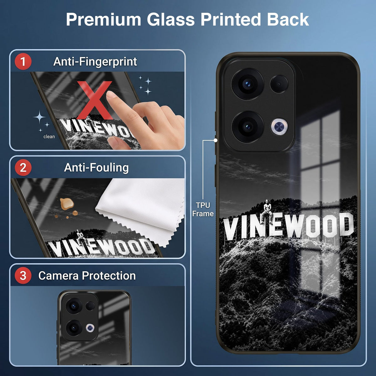 Oppo Reno 13 5G Premium Acrylic Shockproof Glass Back Case (Vinewood)