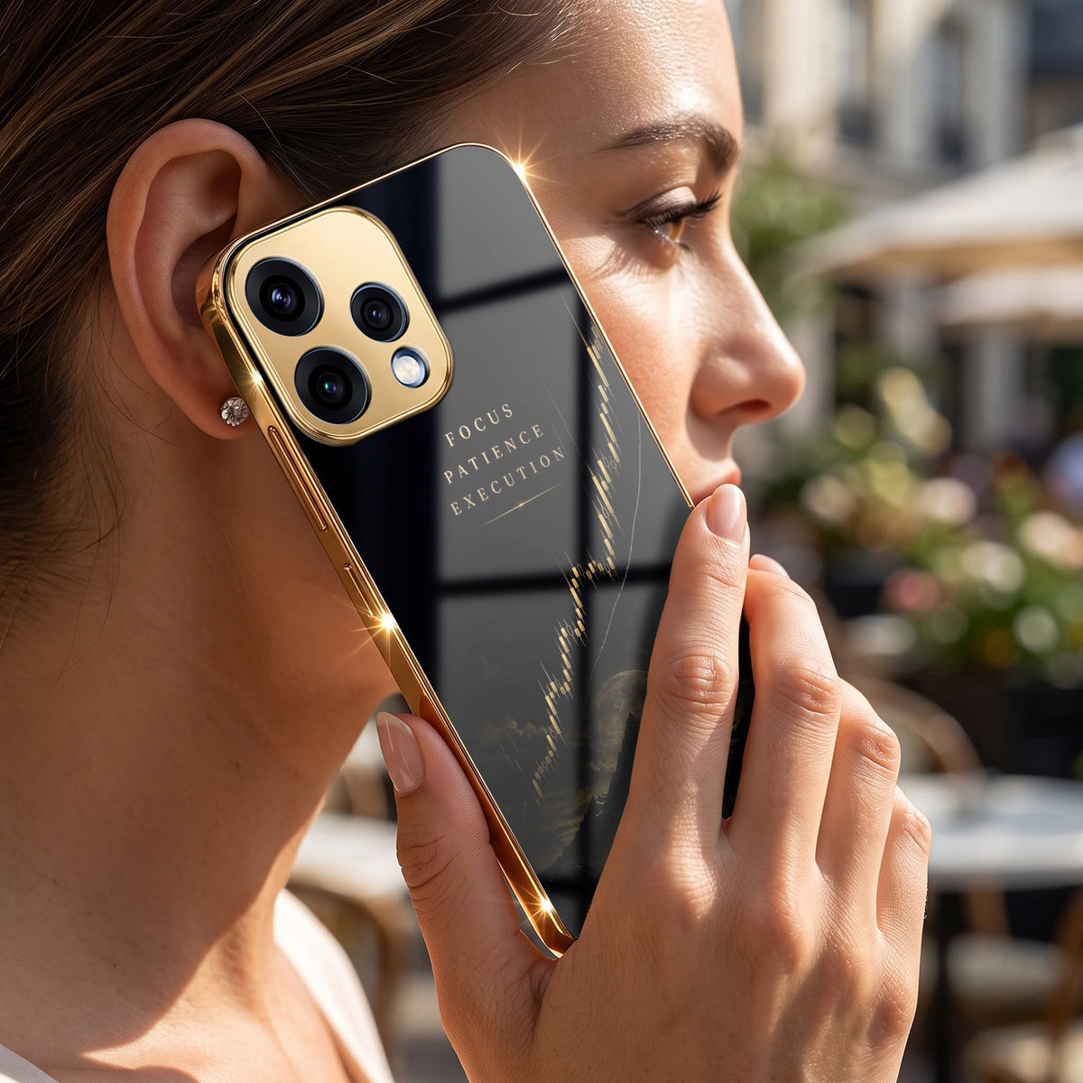 Oppo Reno 15 5G Focus Gold Electroplated Glass Phone Back Case